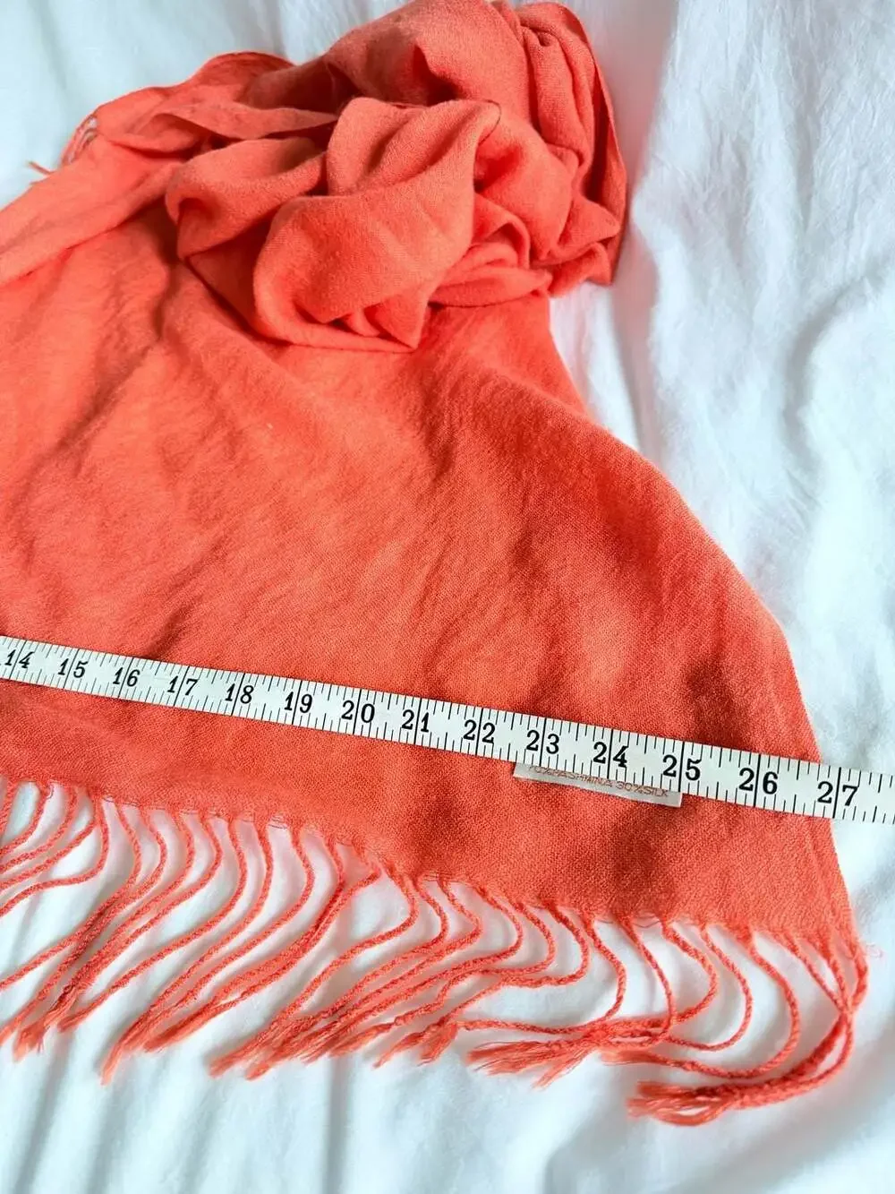 Pashmina Coral Red 70% Pashmina 30% Silk Fringe Scarf Shawl Wrap